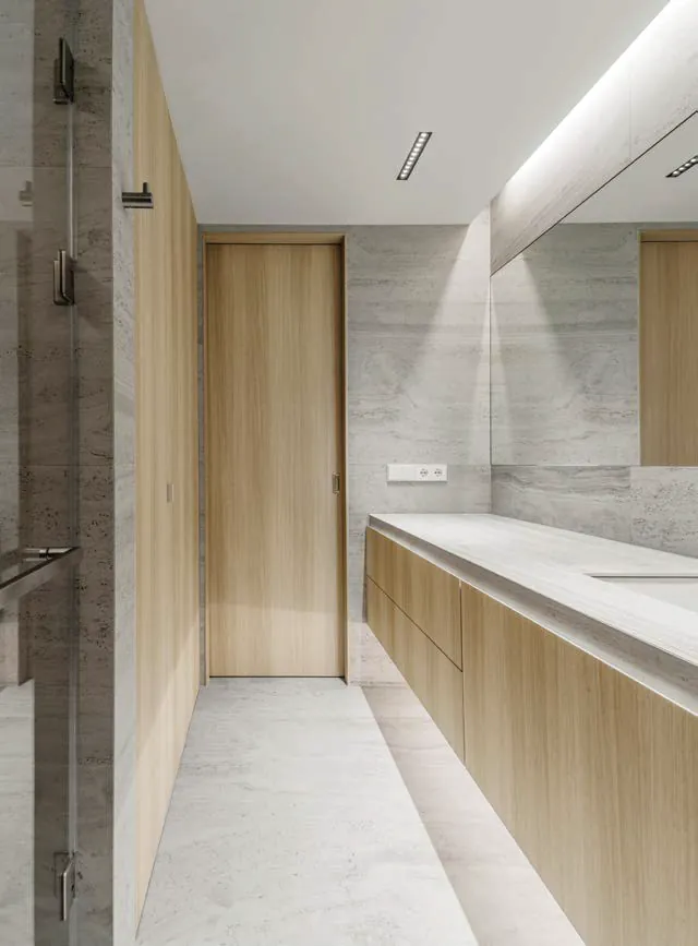 Baño con muebles en madera