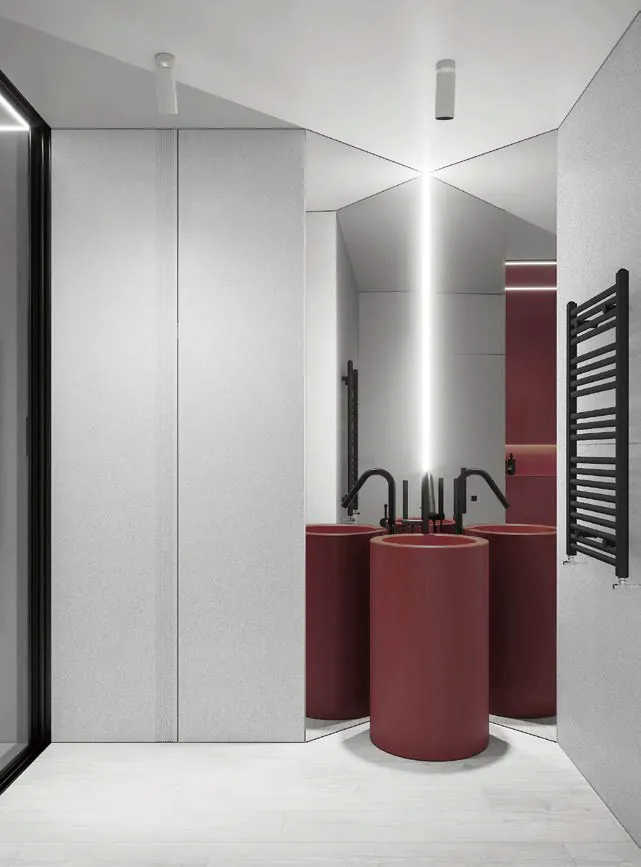 Baño con revestimiento metálico