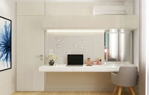 Escritorio y mueble mural