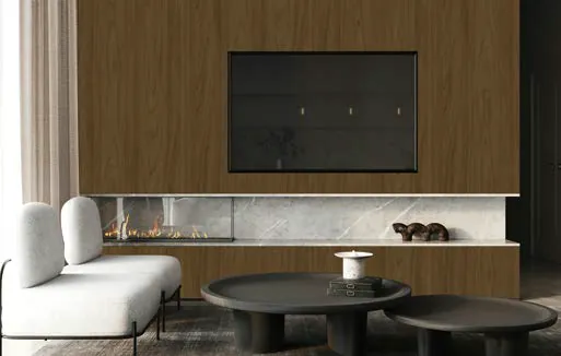 Living con muebles en madera