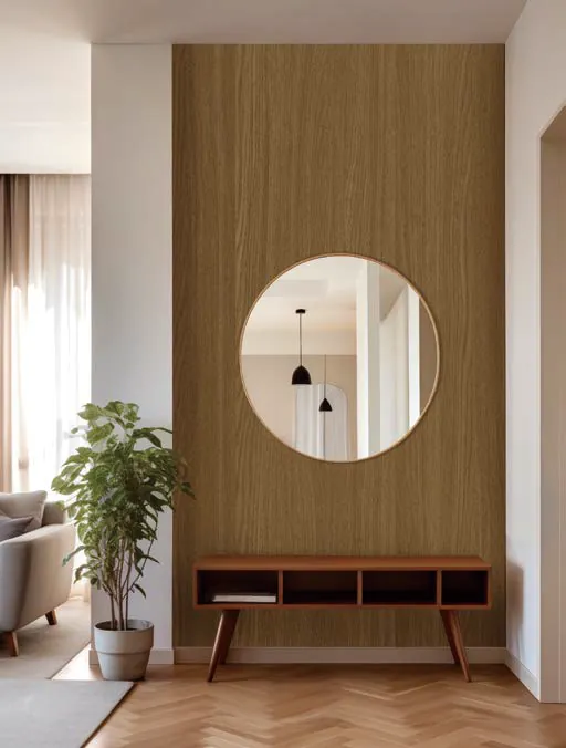 Recibidor con panel de madera